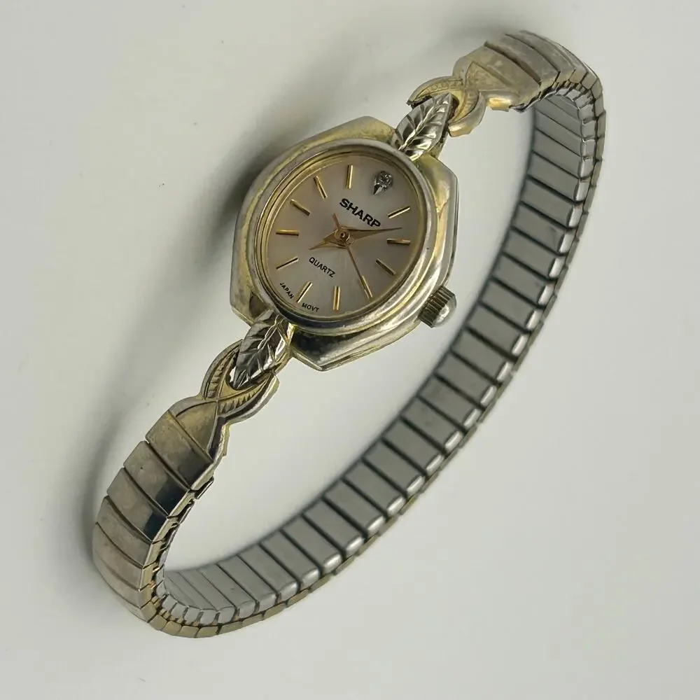 Sharp Diamond Women’s Quartz Watch Expansion Band Working New Battery